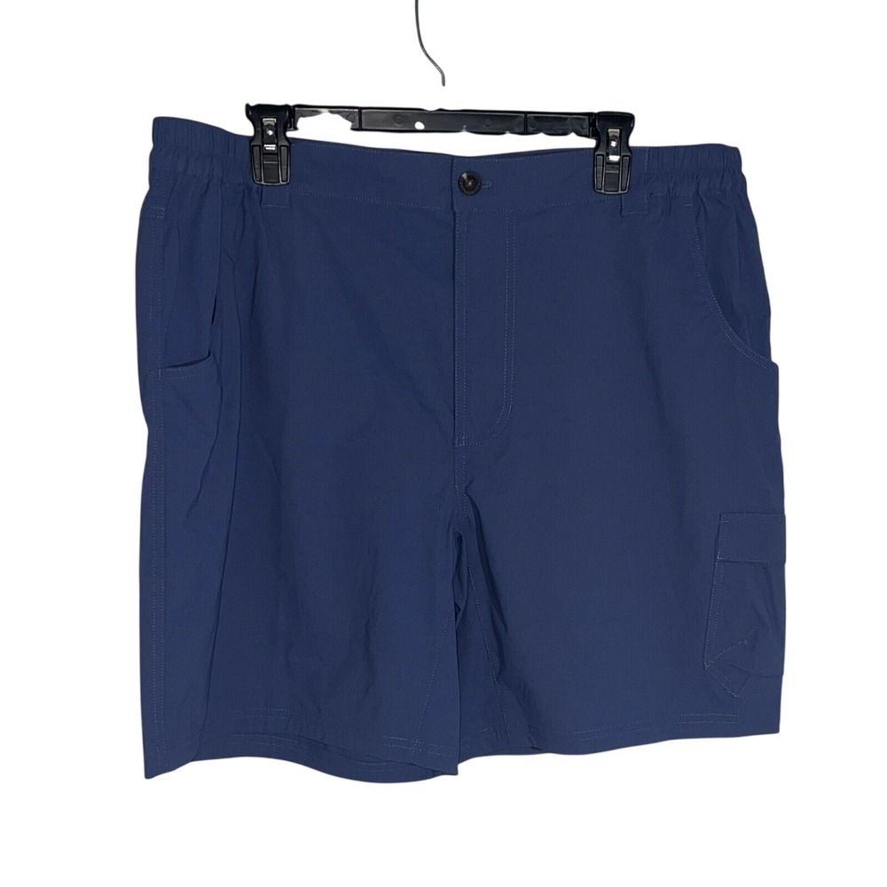 Reel Legends Men's XL Blue Performance Fishing Cargo Shorts Elastic Waist